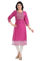 MM-338 Wonderful Art Silk Designer Long Kurti Tunic With Zari Embroidery