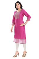 MM-338 Wonderful Art Silk Designer Long Kurti Tunic With Zari Embroidery