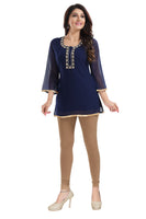 Elegant Ethnic Navy Blue Georgette Designer Tunic Top