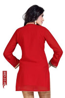 Fiery Red Fabulous Georgette Kurta With Beadwork