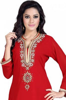 Fiery Red Fabulous Georgette Kurta With Beadwork