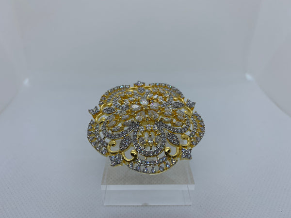 Gold plated adjustable ring adorned with high quality Zirconia Diamonds