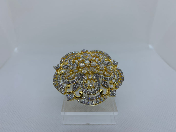 Gold plated adjustable ring adorned with high quality Zirconia Diamonds