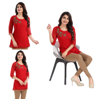 RAVISHING RED GEORGETTE TUNIC WITH BEAD WORK