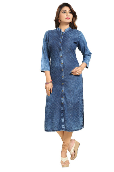 Tremendous Denim Front Open Casual Tunic For Everyday Wear