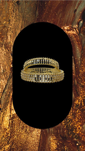 Gold plated high quality zirconia white diamond bangle set