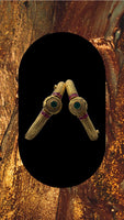 Gold plated bangles adorned with ruby and emerald stones with screw lock