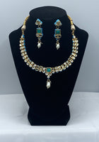Reversible traditional ethnic feroza kundan set with earrings