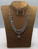 Short silver plated high quality American diamond set with earrings