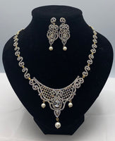 Short gold plated high quality Zarconia diamond set with earrings