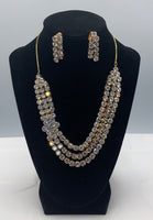 3 layers gold plated high quality american diamond set with earrings