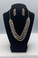 3 layers gold plated high quality american diamond set with earrings