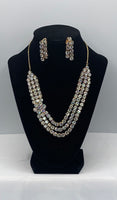 3 layers gold plated high quality american diamond set with earrings