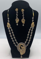 Gold and silver plated peacock design necklace set