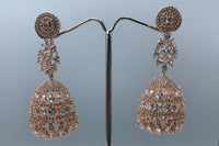 Rose Gold plated with white Zirconia diamond Jumki style earrings