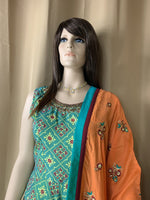 Designer Silk Patola print gown with dupatta