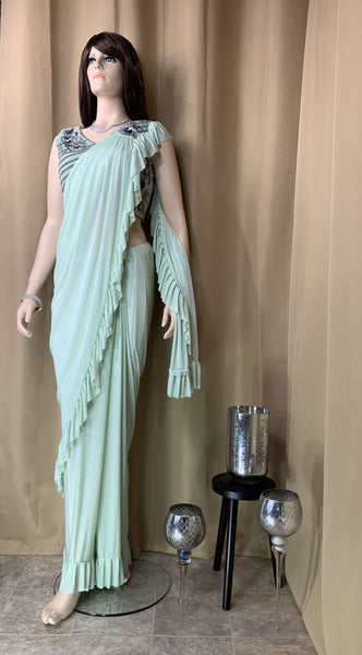 Designer Sea Green ready to wear Saree