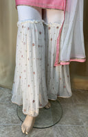 Pink and Off White Net Ghagra Set
