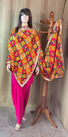 Multi Colour Heavy Phulkari Duppatta with Golden Lace