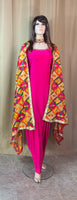 Multi Colour Heavy Phulkari Duppatta with Golden Lace
