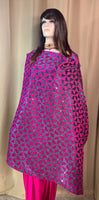 Hot Pink and Grey Combination Heavy Phulkari Dupatta