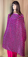 Hot Pink and Grey Combination Heavy Phulkari Dupatta