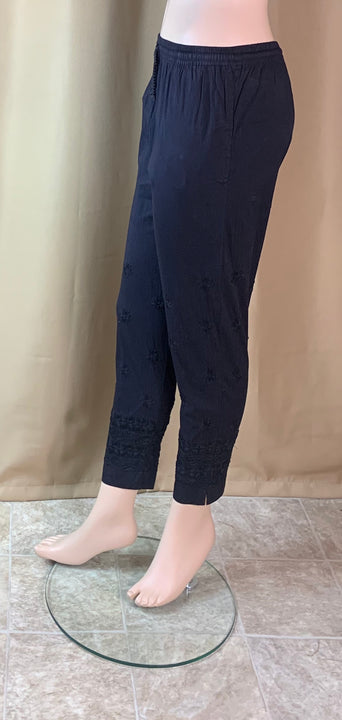Hand Embroidered Stretchable Cotton Straight Pant