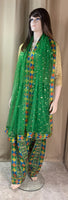 Phulkari Salwar And Duppatta - Colour Bright Green