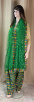 Phulkari Salwar And Duppatta - Colour Bright Green