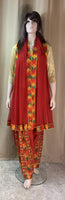 Pulkari salwar and Duppatta set in 4 colours- Red , Pink , Black, Orange