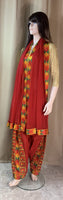 Pulkari salwar and Duppatta set in 4 colours- Red , Pink , Black, Orange