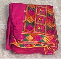 Pulkari salwar and Duppatta set in 4 colours- Red , Pink , Black, Orange