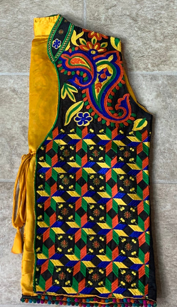 Phulkari Jacket ? Black with Multi Color Embroidery Work