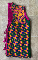 Phulkari Jacket - Dark green with Multi Color Embroidery Work