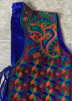 Phulkari Jacket - Dark Maroon with Multi Color Embroidery Work