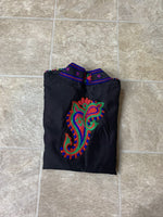 Phulkari Jacket - Black with multi royal blue, red, pink, and green Embroidery work