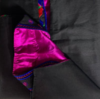Phulkari Jacket - Black with multi royal blue, red, pink, and green Embroidery work