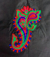Phulkari Jacket - Black with multi royal blue, red, pink, and green Embroidery work