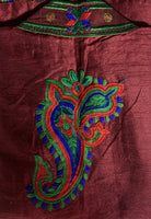 Phulkari Jacket - Dark Maroon with multi Green, red, teal and royal blue Embroidery work