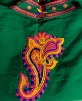 Phulkari Jacket - Dark green with Multi Color Embroidery Work