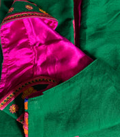 Phulkari Jacket - Dark green with Multi Color Embroidery Work