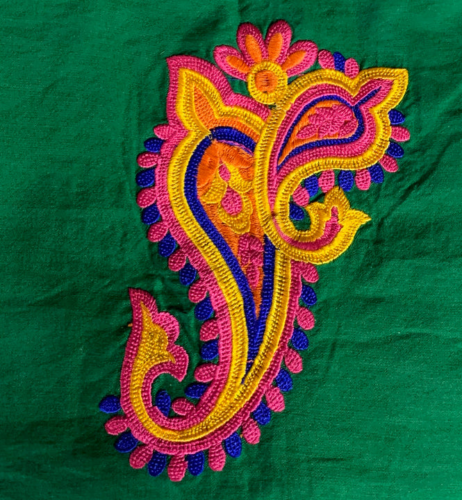 Phulkari Jacket - Dark green with Multi Color Embroidery Work