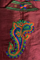 Phulkari Jacket - Dark Maroon with Multi Color Embroidery Work