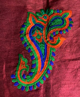 Phulkari Jacket - Dark Maroon with Multi Color Embroidery Work