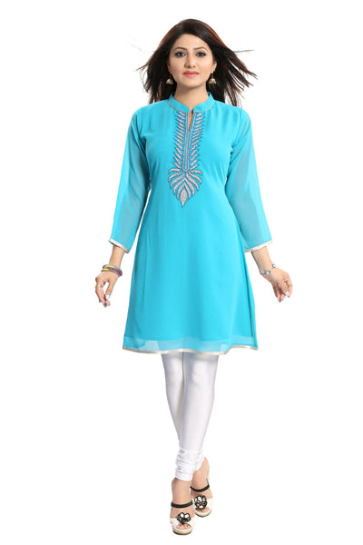 The Beaded Tunic Create The New Style Statement In Turquoise Color