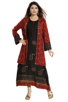 Ethnic Exclusive Block Print 2Pc Long Kurti With Shrug