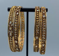Oxidized Gold plated bangles adorned with topaz stones and diamonds
