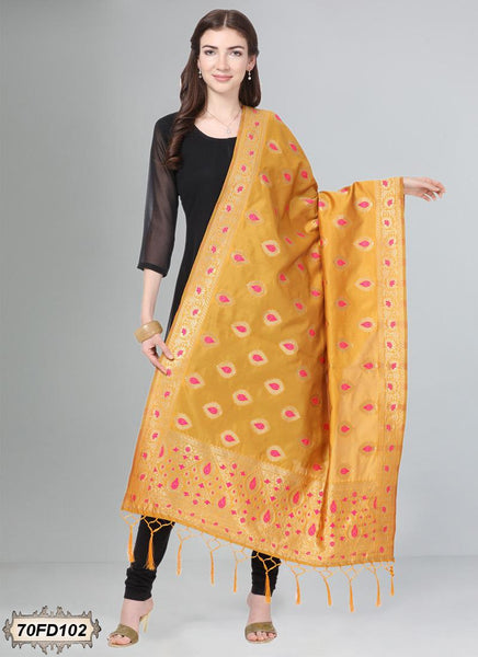 Women's Jacquard Banarasi Woven Heavy Poly Silk Dupatta (70FD102,Free Size)