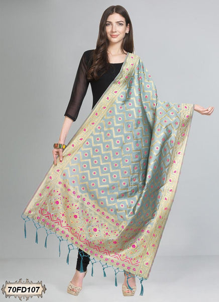 Women's Jacquard Banarasi Woven Heavy Poly Silk Dupatta ( 70FD107,Free Size)
