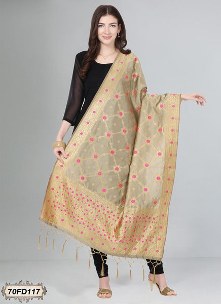 Women's Jacquard Banarasi Woven Heavy Poly Silk Dupatta ( 70FD117,Free Size)